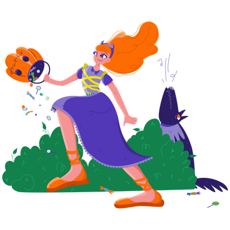 Girl with Wolf  Illustration
