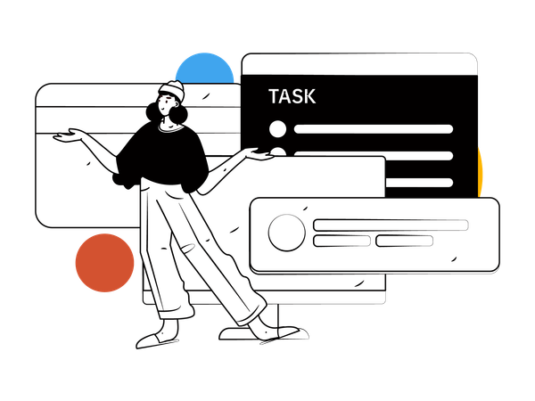 Girl with work task  Illustration