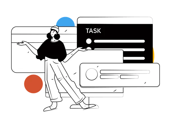 Girl with work task  Illustration