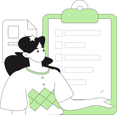 Girl with Work task list  Illustration