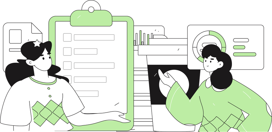 Girl with Work task list  Illustration