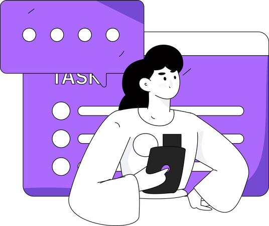 Girl with Work task list  Illustration