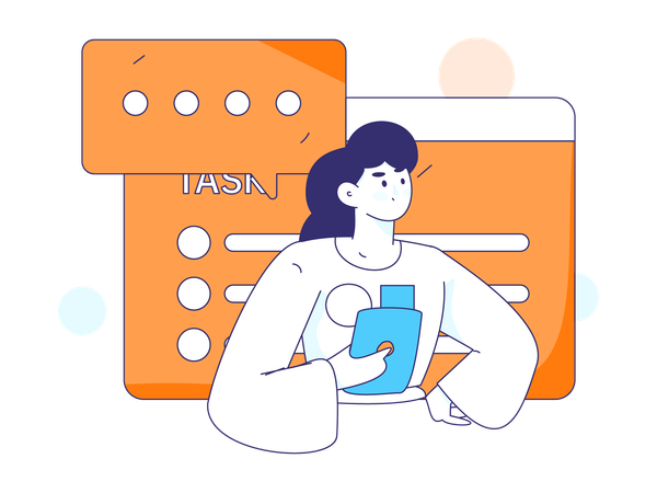 Girl with Work task list  Illustration