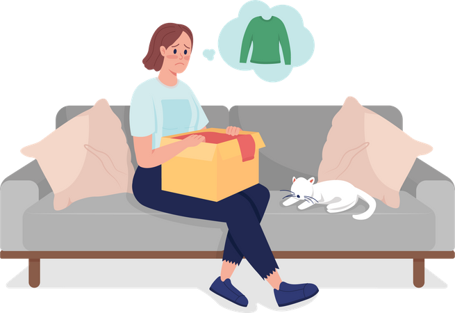 Girl with wrong shopping order  Illustration