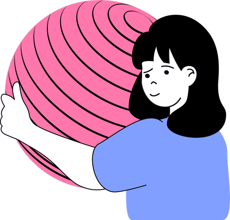 Girl with yoga ball  Illustration