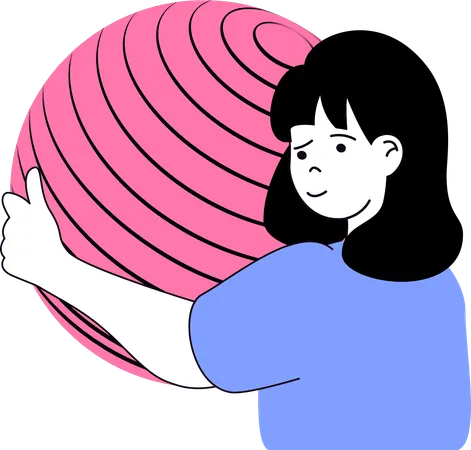 Girl with yoga ball  Illustration