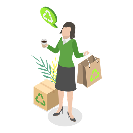 Girl with Zero Waste  Illustration