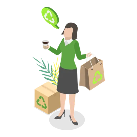 Girl with Zero Waste  Illustration