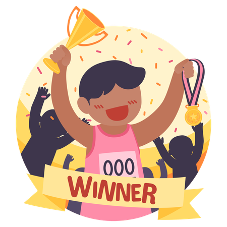 Girl won the marathon competition  Illustration