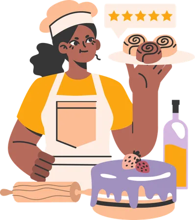 Girl working as a cake baker  Illustration