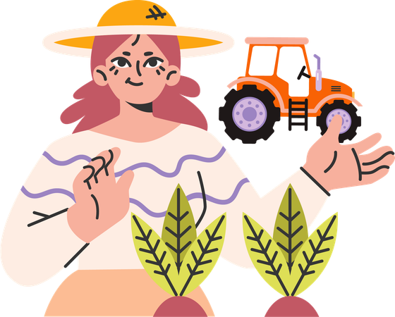 Girl working as a farmer  Illustration