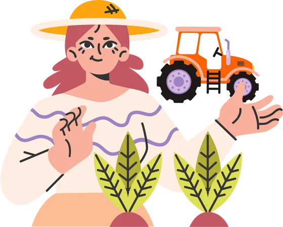 Girl working as a farmer  Illustration