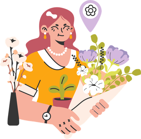 Girl working as a florist  Illustration