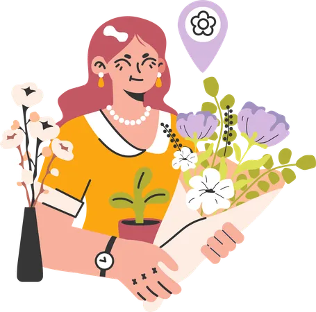Girl working as a florist  Illustration