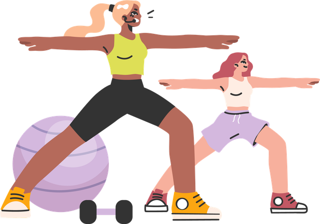 Girl working as a gym coach  Illustration