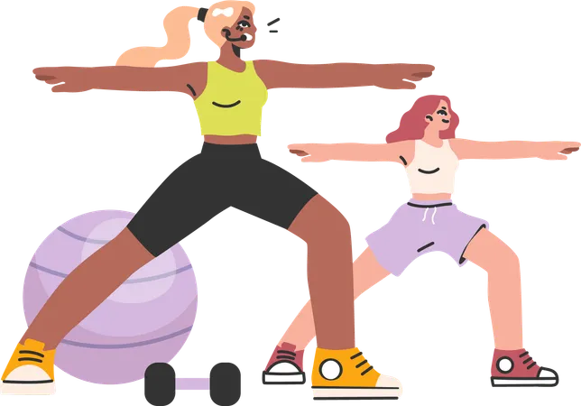 Girl working as a gym coach  Illustration