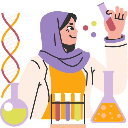 Girl working as a scientist  Illustration