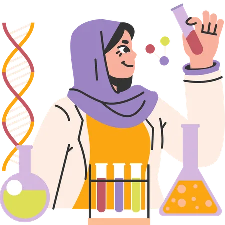 Girl working as a scientist  Illustration