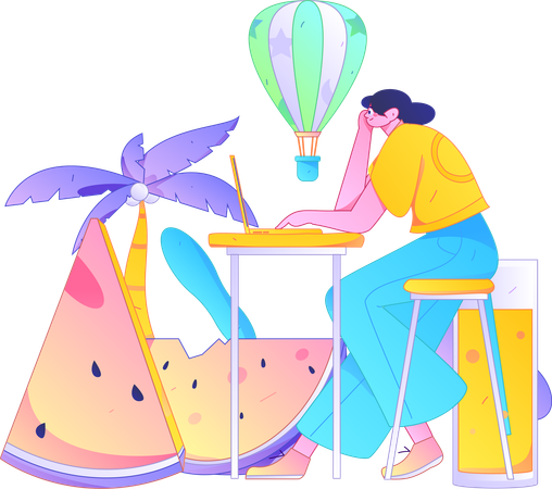 Girl working as freelancing  Illustration