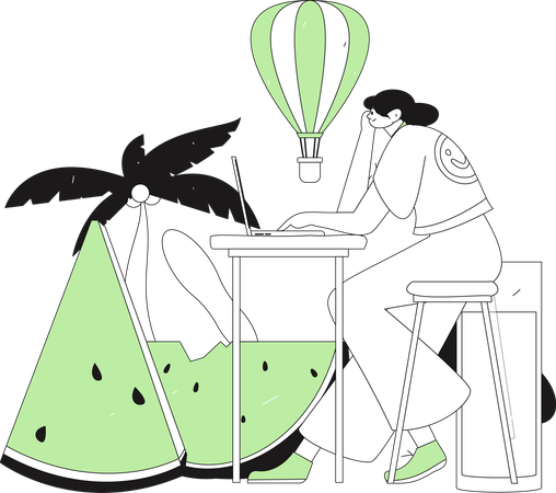 Girl working as freelancing  Illustration