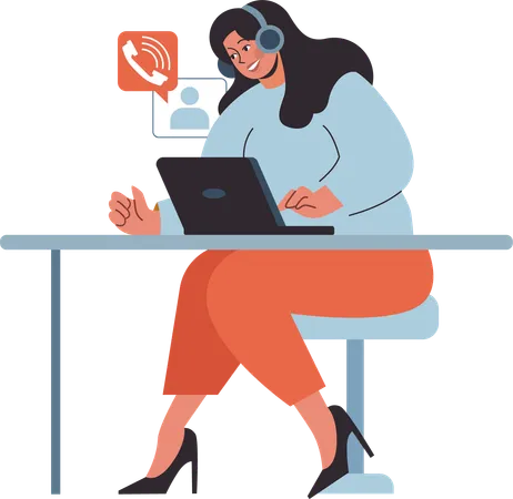 Girl working at customer service  Illustration