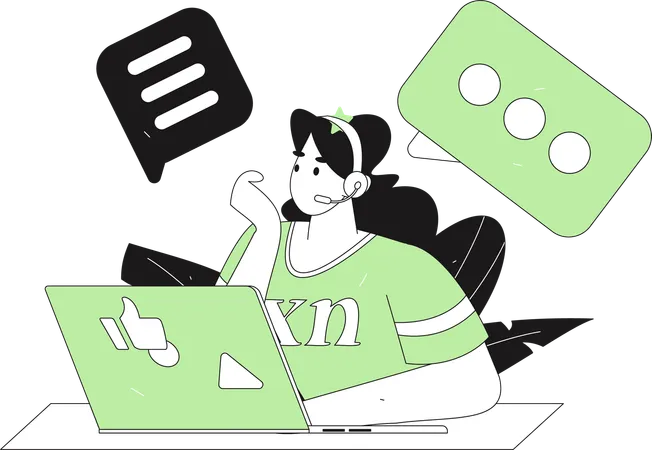 Girl working at Customer Service  Illustration
