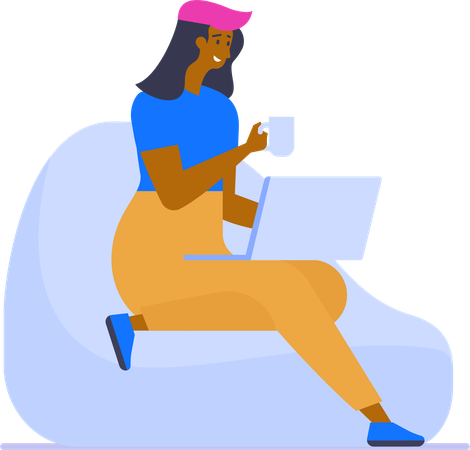 Girl working at home  Illustration