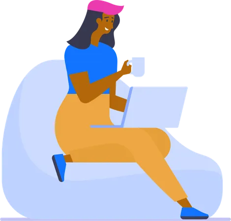 Girl working at home  Illustration