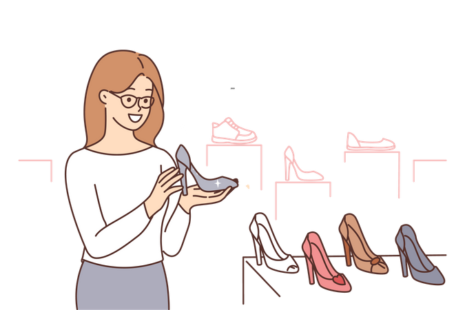 Girl working at shoe shop  Illustration