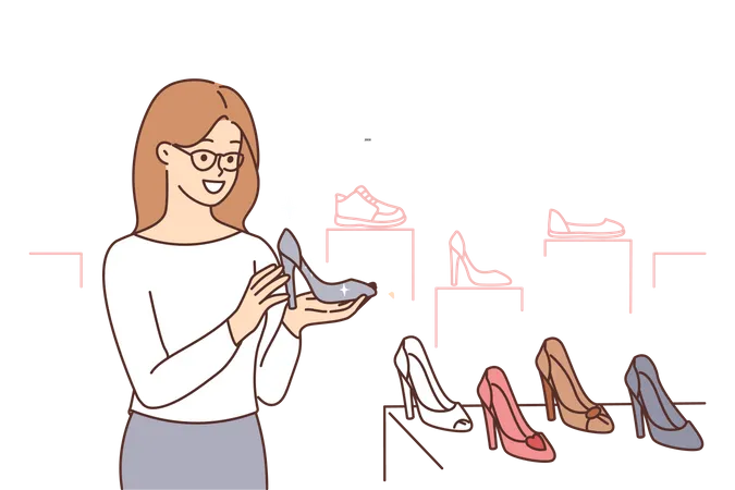 Girl working at shoe shop  Illustration