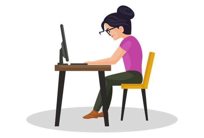 Girl working from home  Illustration