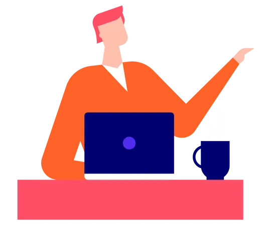 Girl working from home  Illustration