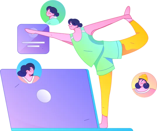 Girl working from home  Illustration