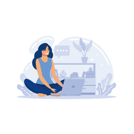 Girl working from home  Illustration