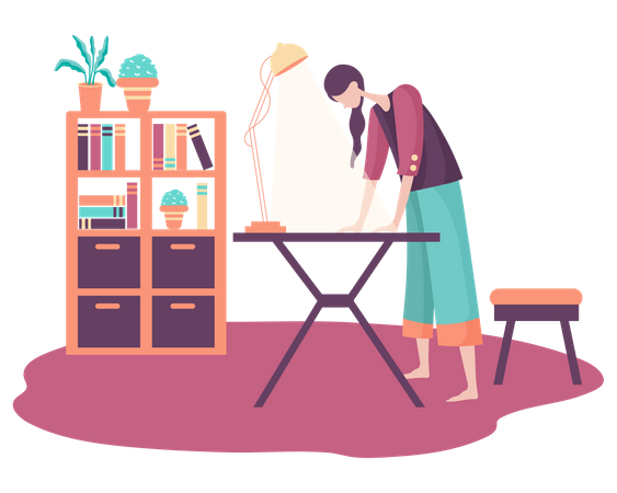 Girl working in office Illustration