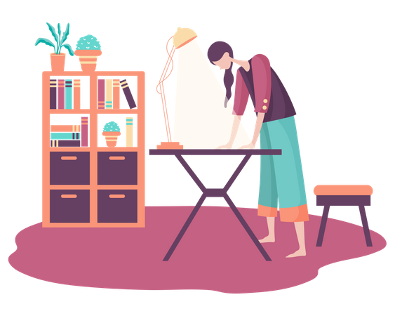 Girl working in office  Illustration