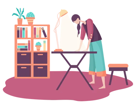 Girl working in office  Illustration