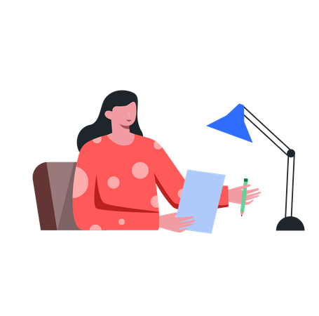 Girl working in office  Illustration