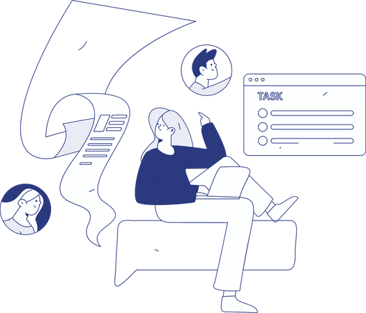 Girl working in recruitment agency  Illustration