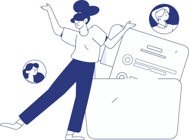 Girl working in recruitment agency  Illustration