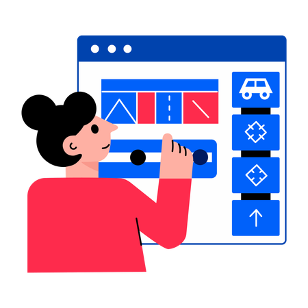 Girl working no web navigation  Illustration