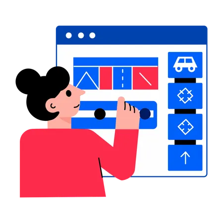 Girl working no web navigation  Illustration