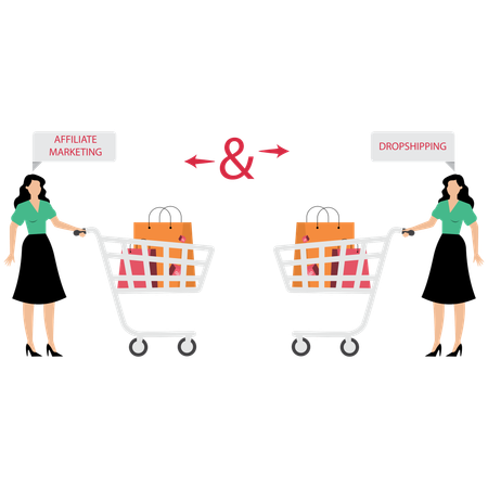 Girl working on Affiliate Marketing  Illustration