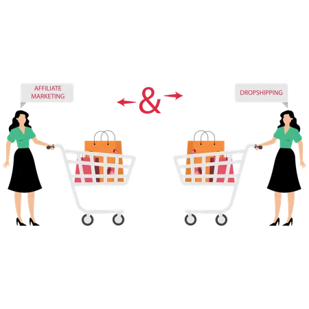 Girl working on Affiliate Marketing  Illustration