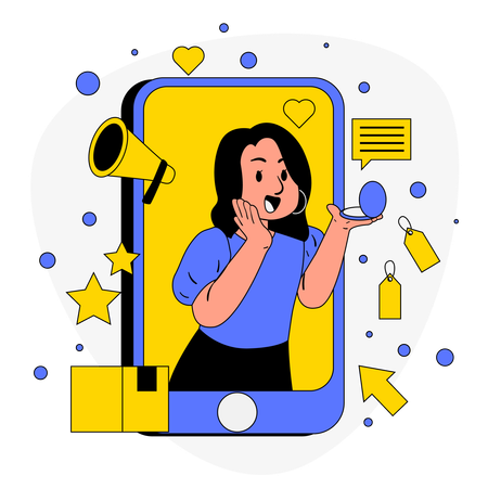Girl working on Affiliate Program  Illustration