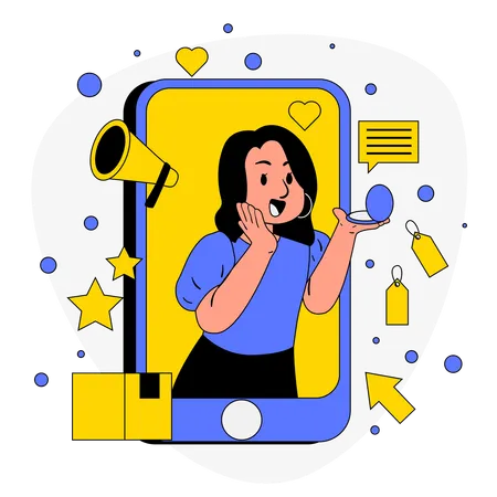 Girl working on Affiliate Program  Illustration