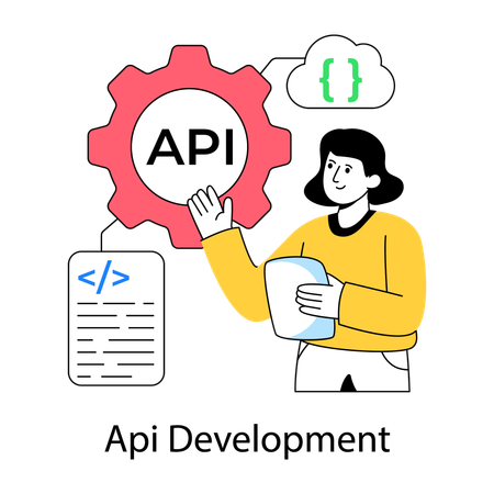 Girl working on api design  Illustration