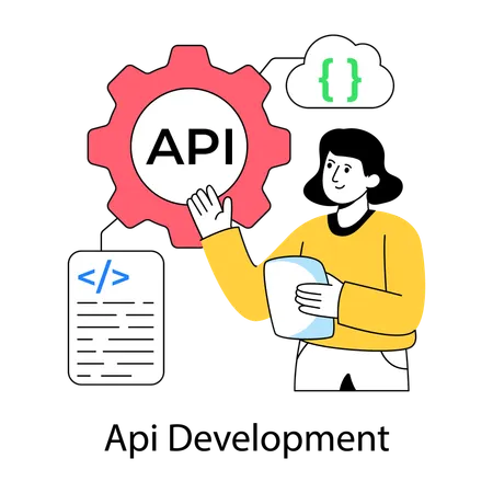 Girl working on api design  Illustration