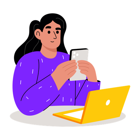 Girl working on app testing  Illustration