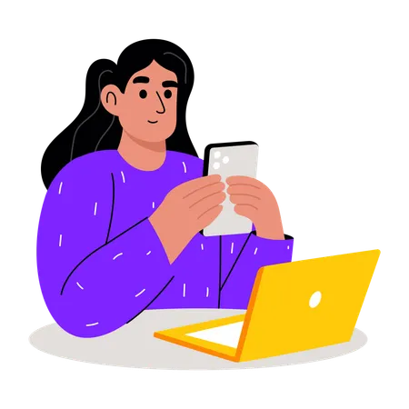 Girl working on app testing  Illustration